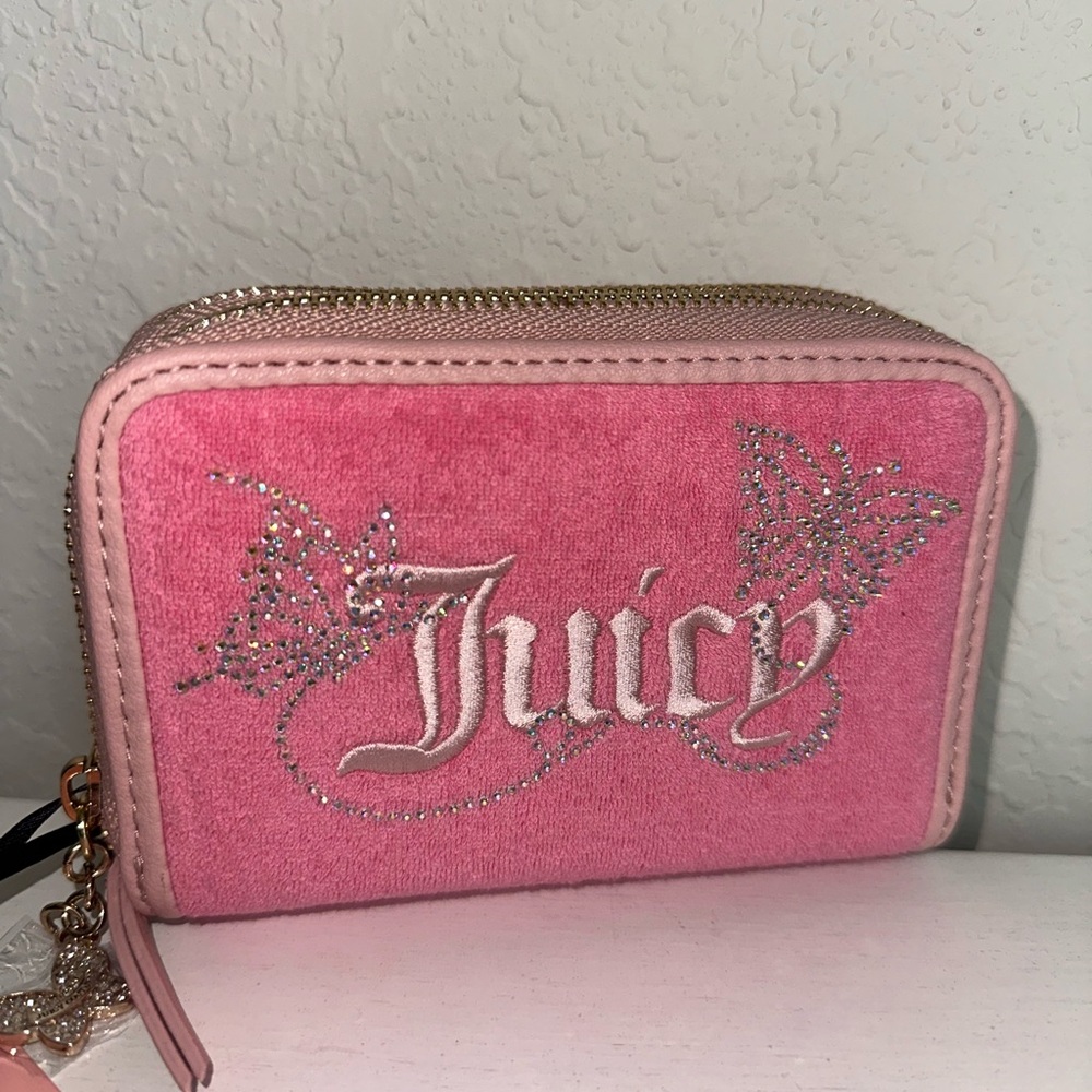 Juicy Couture Pink Diamond Wing It Double Medium Zip Around Wallet - Picture 2 of 4